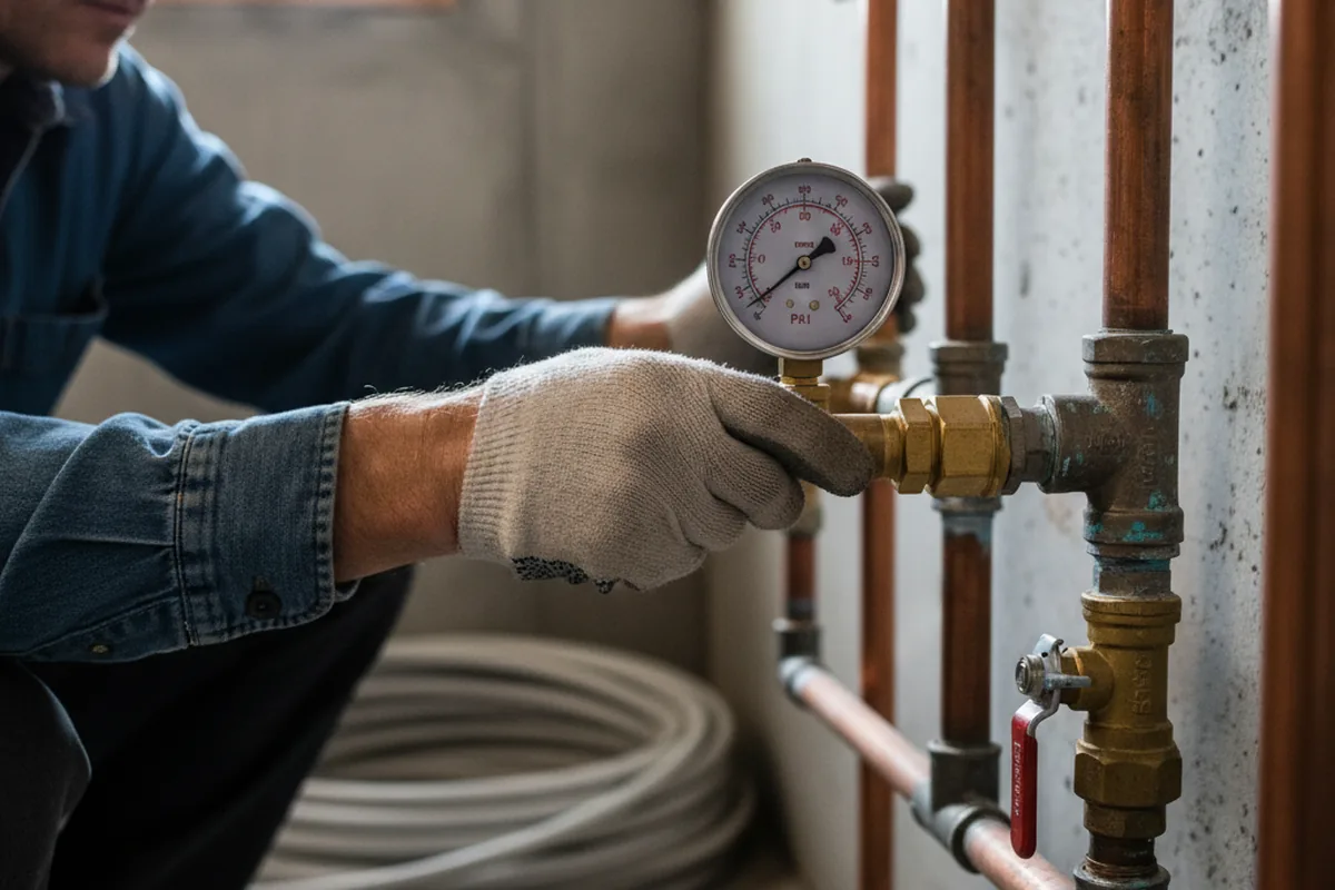 Pressure testing a repaired line during Water Line Repair in Grand Isle